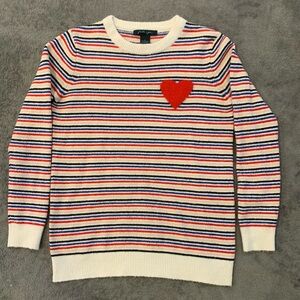 Faith & Zoe Red Heart and stripe sweater.